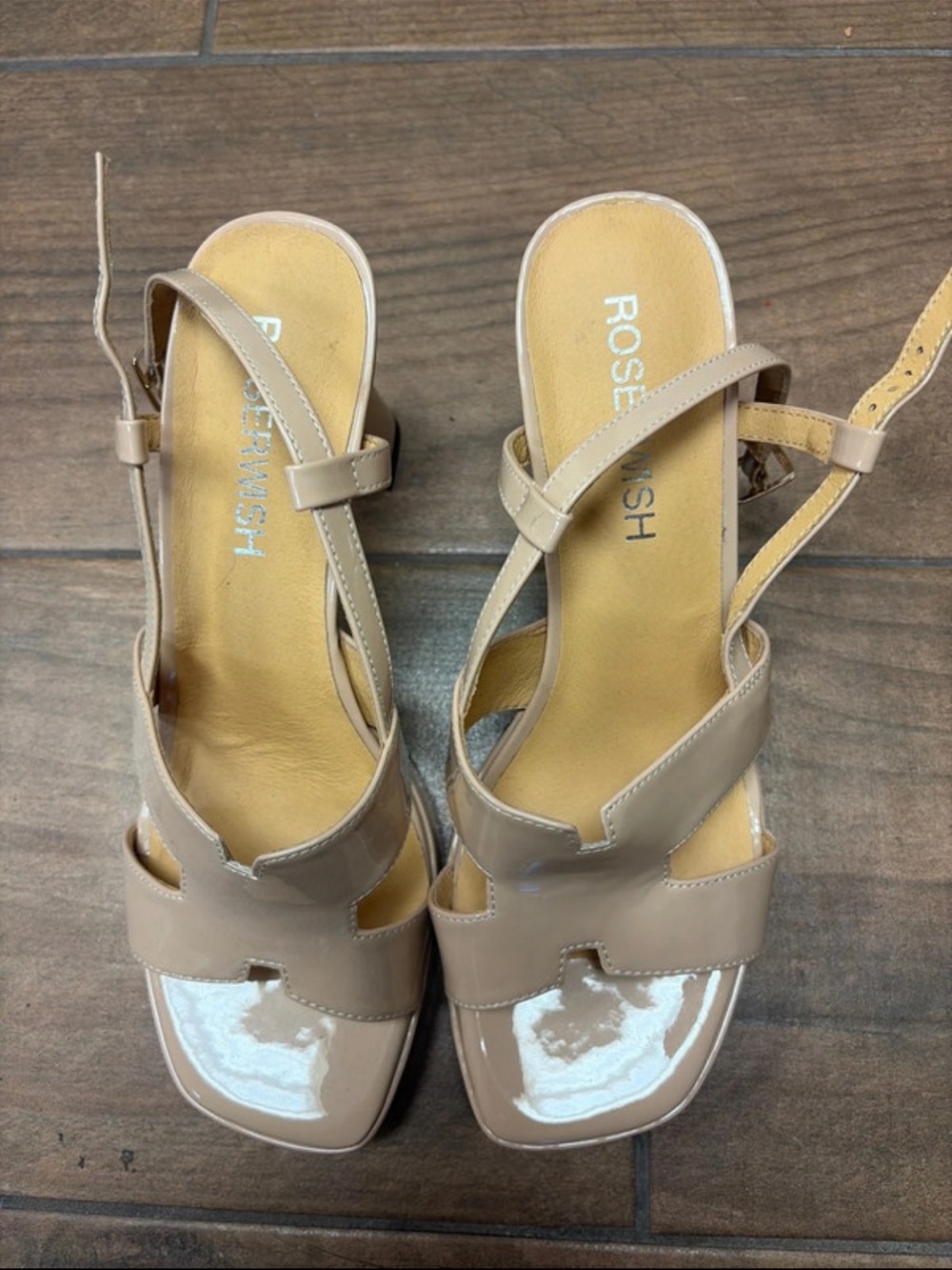 Nude Patent Slingback Heels